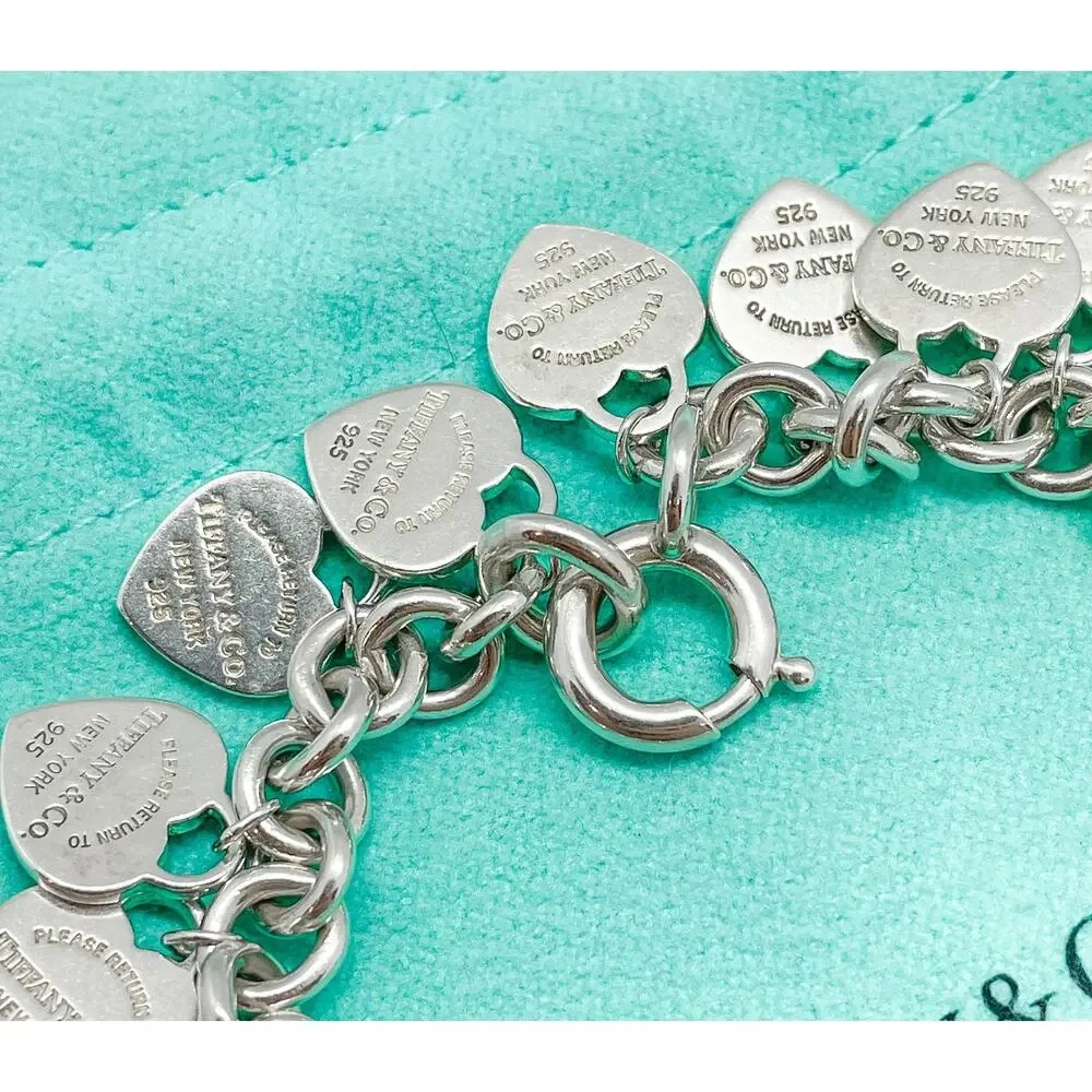Tiffany & Co. Return to Tiffany Multi Heart Tag Bracelet Sterling Silver 7" - Picture 13 of 15